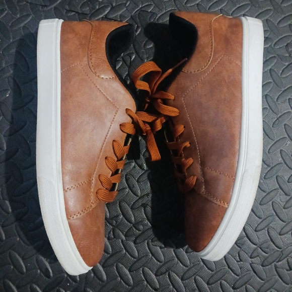Men camel Brown Canvas lace up sneakers shoes - Picture 3 of 12
